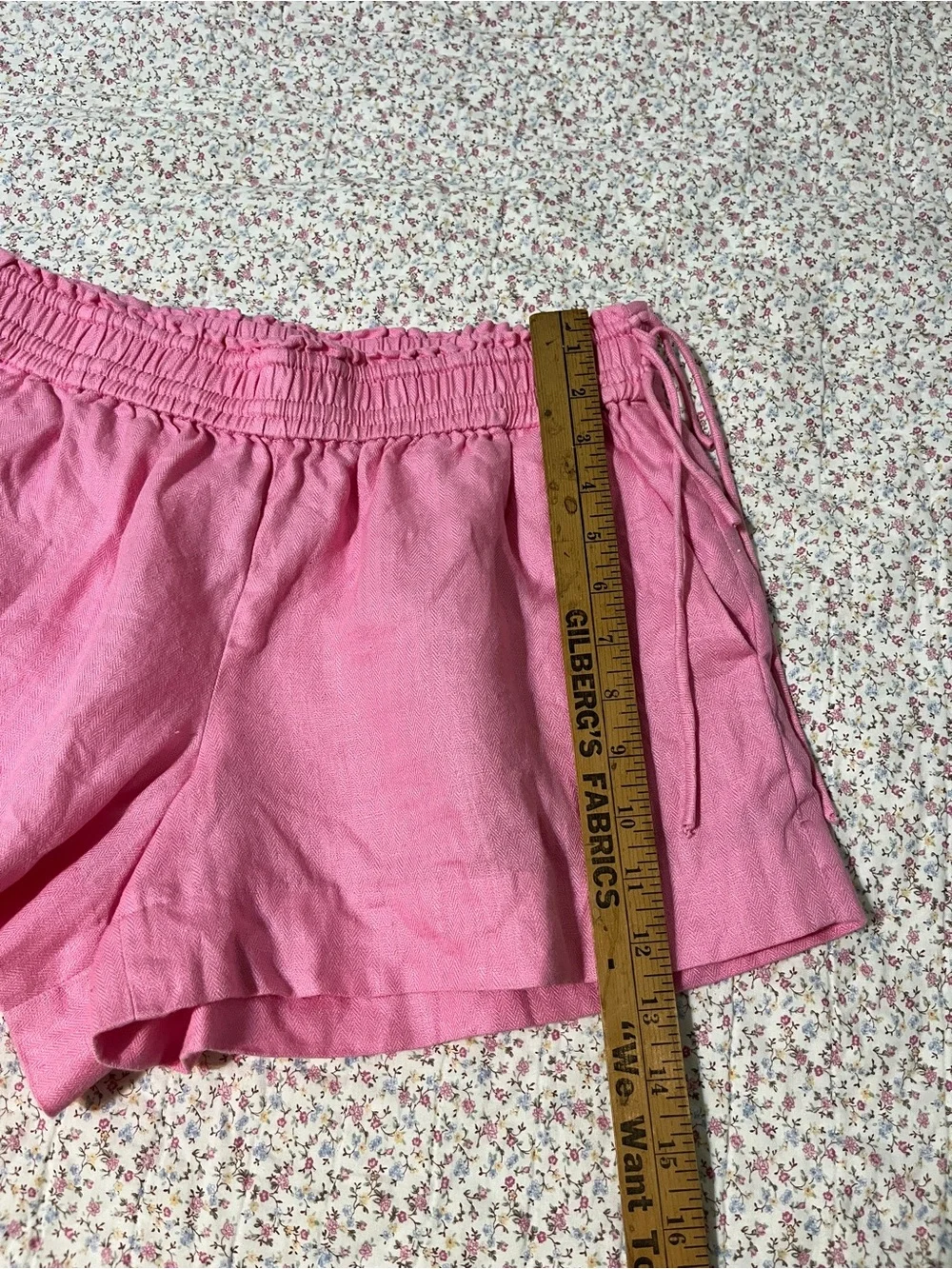 J. Crew Pink Elastic Lonen Drawstring High-Waist Shorts. Small